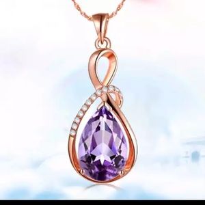 Female charm Water drop purple necklace